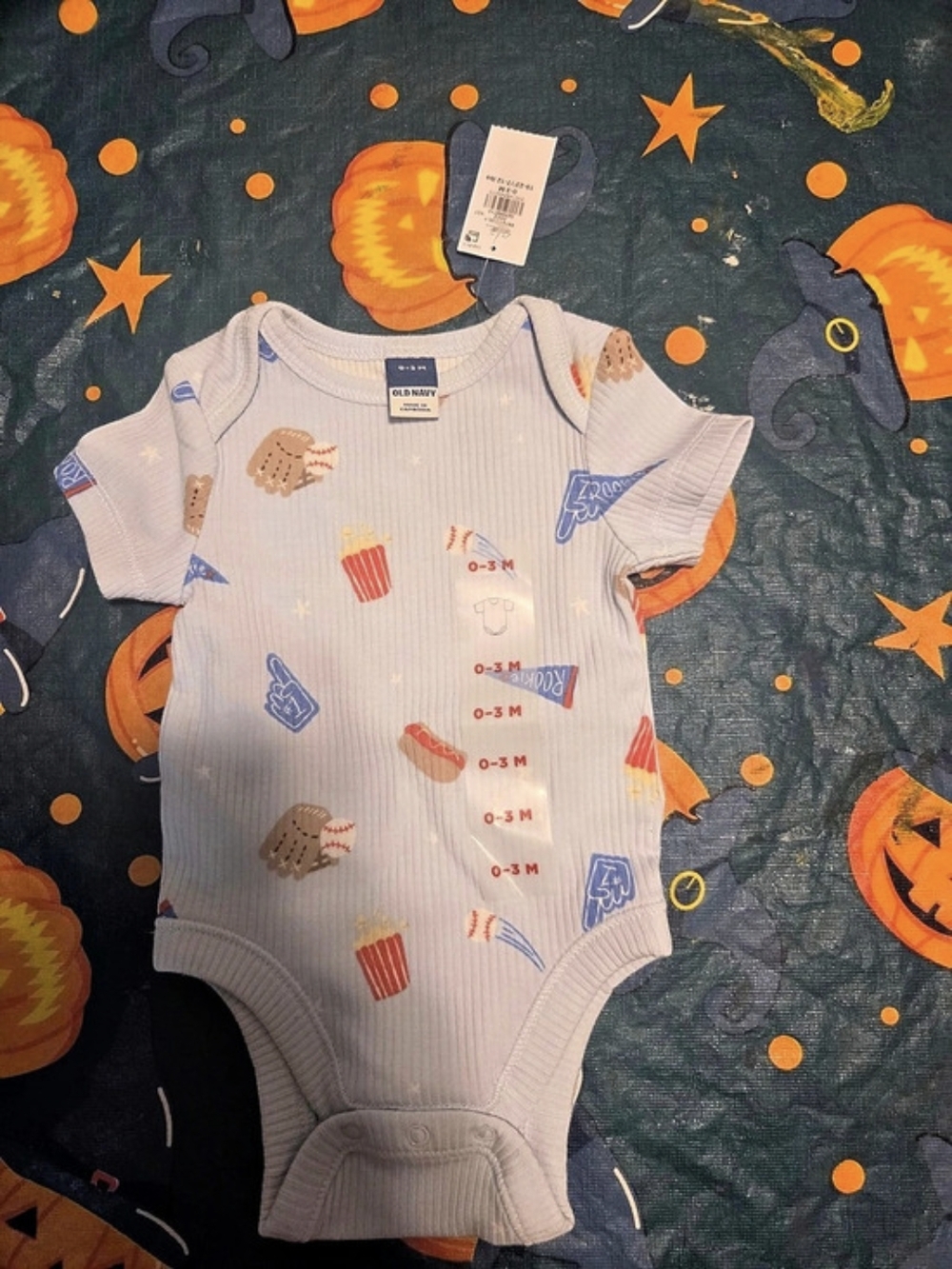 Old Navy Baby Bodysuit Gray & Blue Size 0-3M NWT